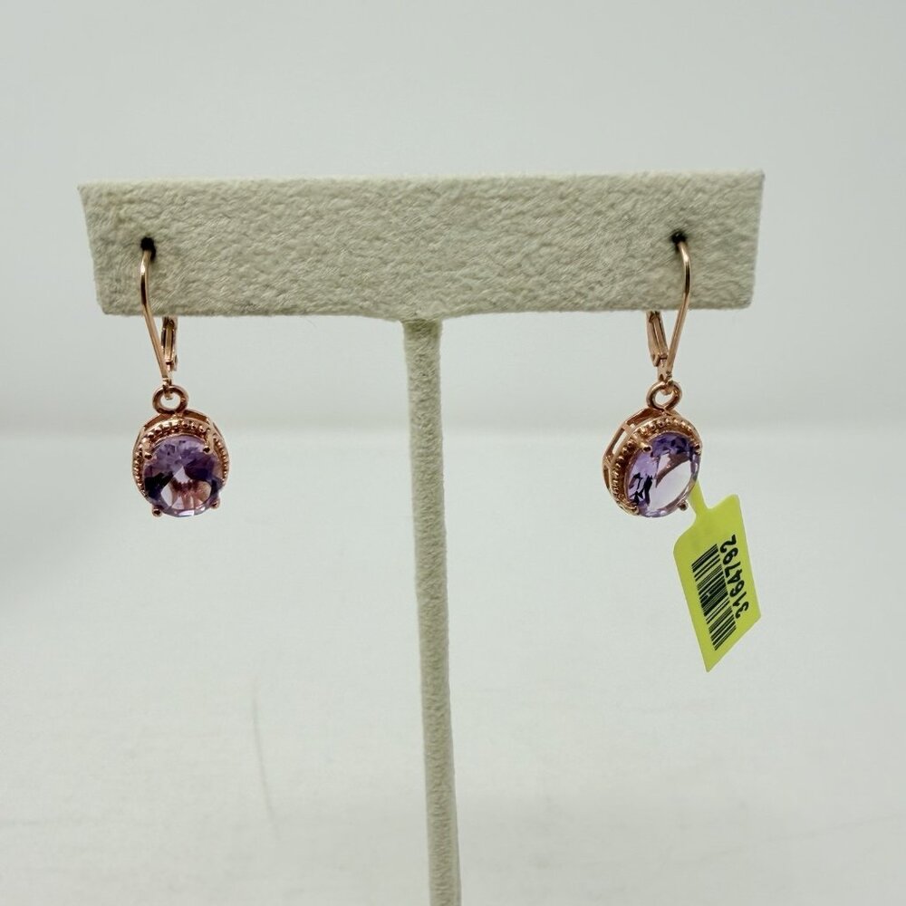 Shop LC Rose De France Amethyst Sterling Silver Lever Back‎ Drop Earrings 5477